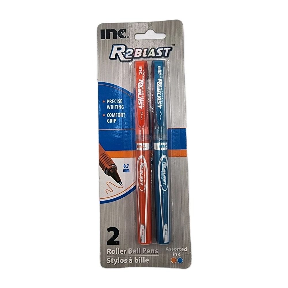 Inc R2‎ Blast Roller Ball Pens Precise Writing Comfort Grip .7mm 2 Colors New